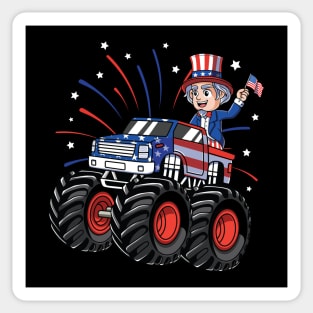 Uncle Sam Riding Monster Truck 4th of July Sticker